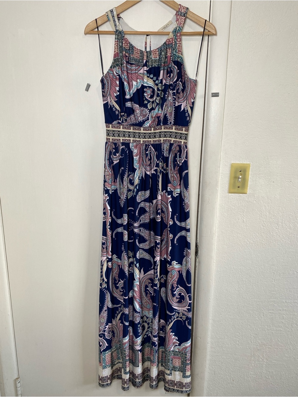 Gilli Paisley Boho‎ Maxi Dress Made in USA Sleeveless Festival Size M